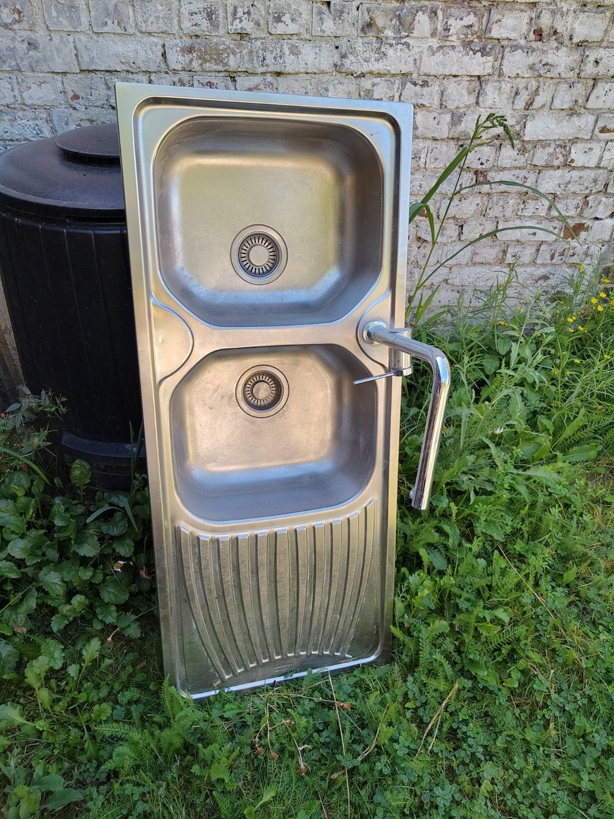Inox gootsteen (incl afvoer, excl kraan), Ophalen, Gebruikt, 25 tot 50 cm, 100 tot 150 cm