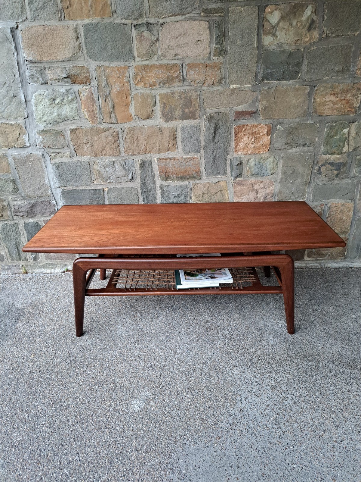 table basse teck et cordage Arne Hovmand Olsen pour Samcom a, Maison & Meubles, Enlèvement, Teck