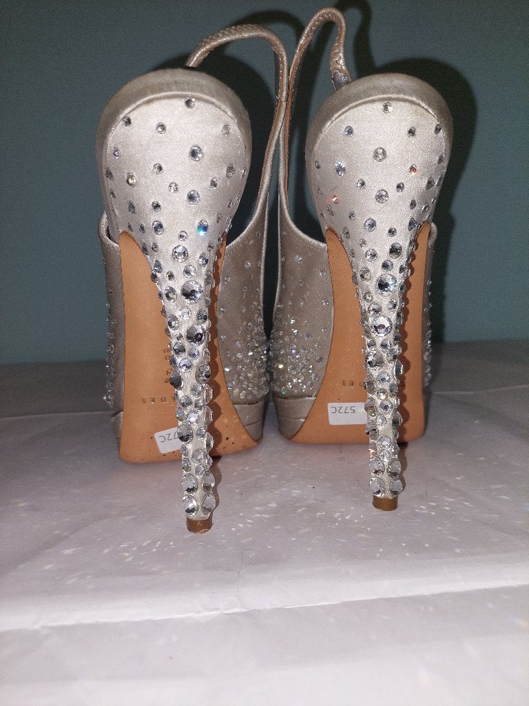 572C* Casadei - sexy zilveren sandalen met hoge hakken (35), Overige kleuren, Verzenden, Schoenen met hoge hakken, Gedragen