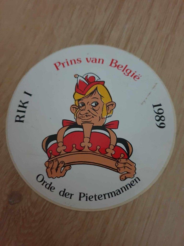 Sticker Carnaval Leuven Prins van Belgie Rik I 1989, Ophalen of Verzenden