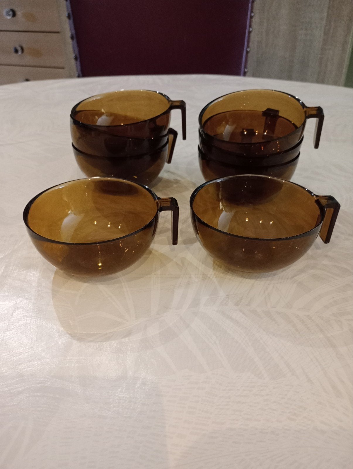 Tasses vintage Guzzini plastique fumé ambré, Antiquités & Art, Enlèvement ou Envoi