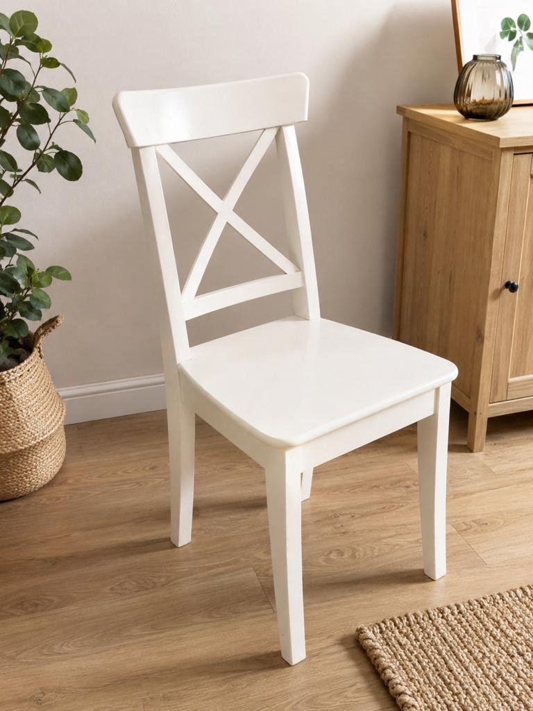 Witte houten IKEA stoel – mooie staat, Huis en Inrichting, Ophalen, Zo goed als nieuw