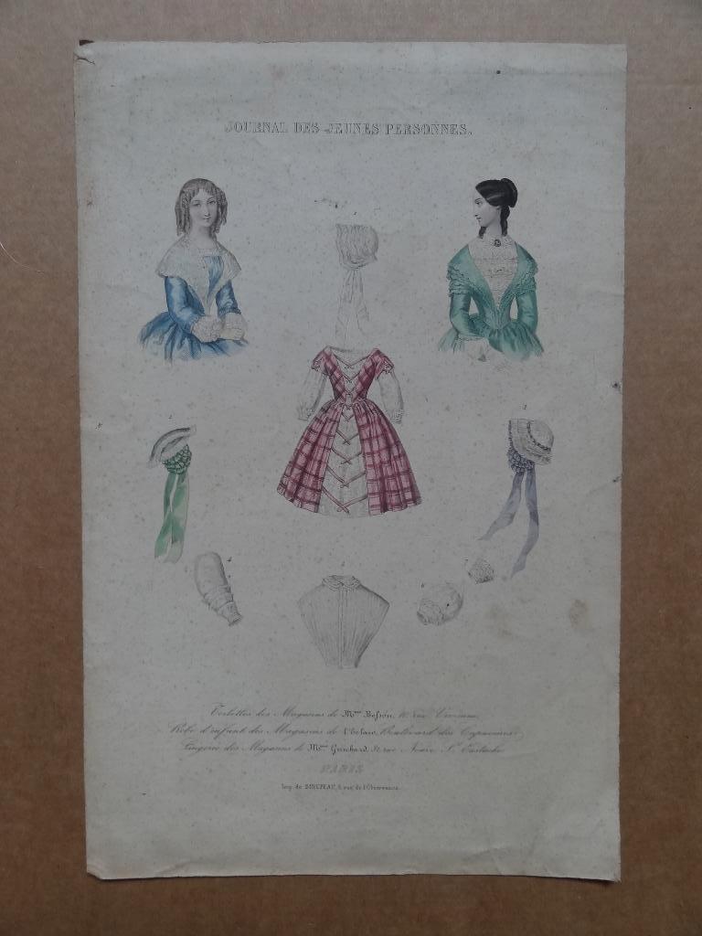 Gravure ancien, mode pour jeunes femmes, Envoi
