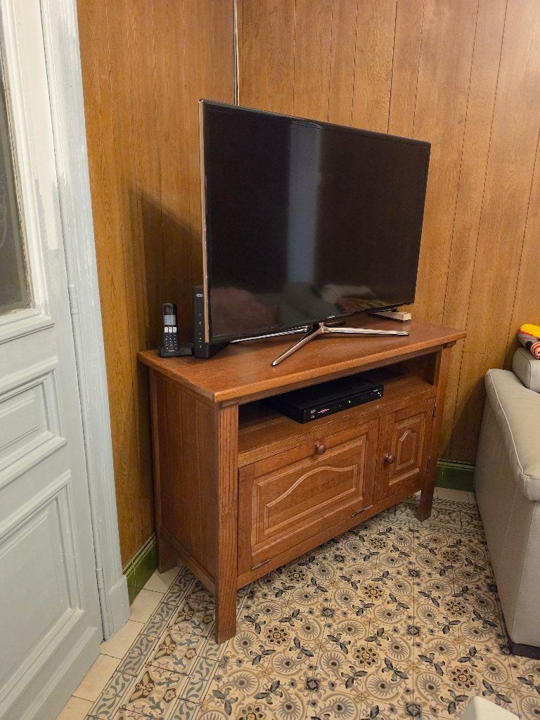 Meuble TV en chêne massif, Maison & Meubles, Moins de 100 cm, Comme neuf, Enlèvement, Chêne