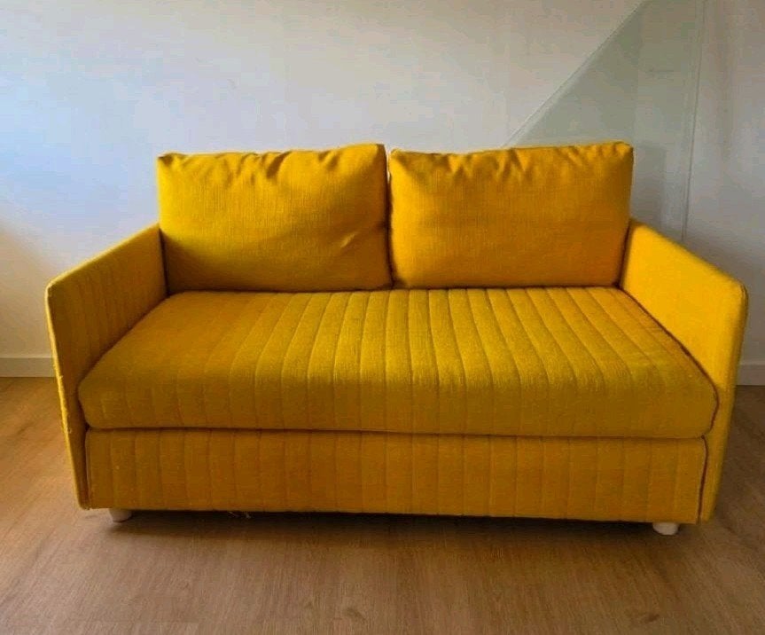 ikea slaapbank fridhult, Huis en Inrichting, Ophalen, Gebruikt, Geel, Overige maten