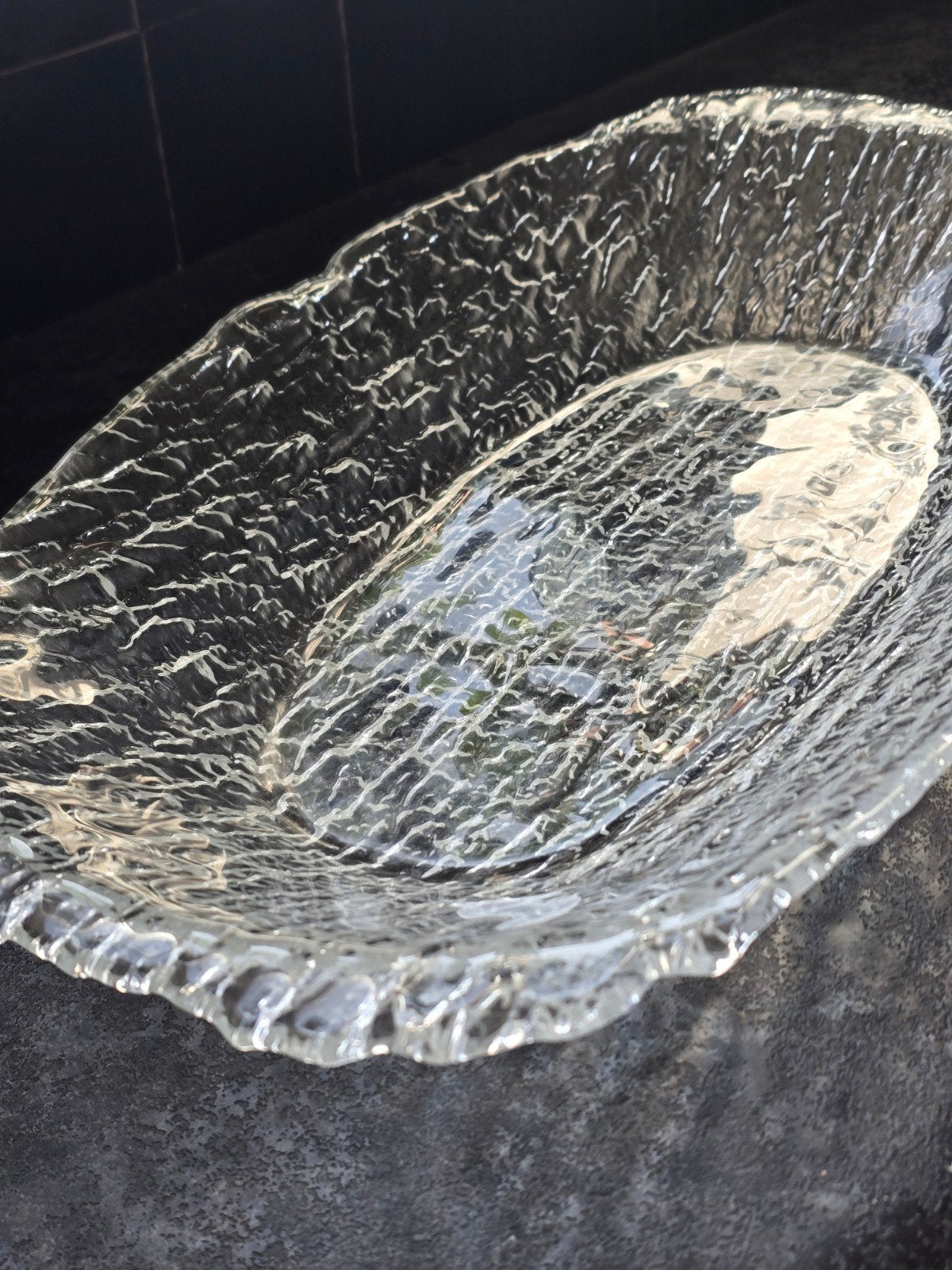 Beau grand bol en verre vintage (50 cm), Enlèvement ou Envoi, Comme neuf, Verre, Balance