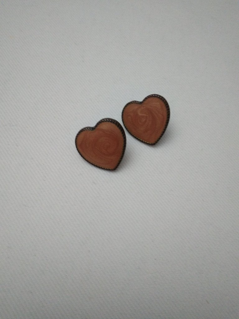 Boucles d'oreilles beiges en forme de cœur des années 90, Enlèvement ou Envoi, Beige, Autres matériaux, Neuf