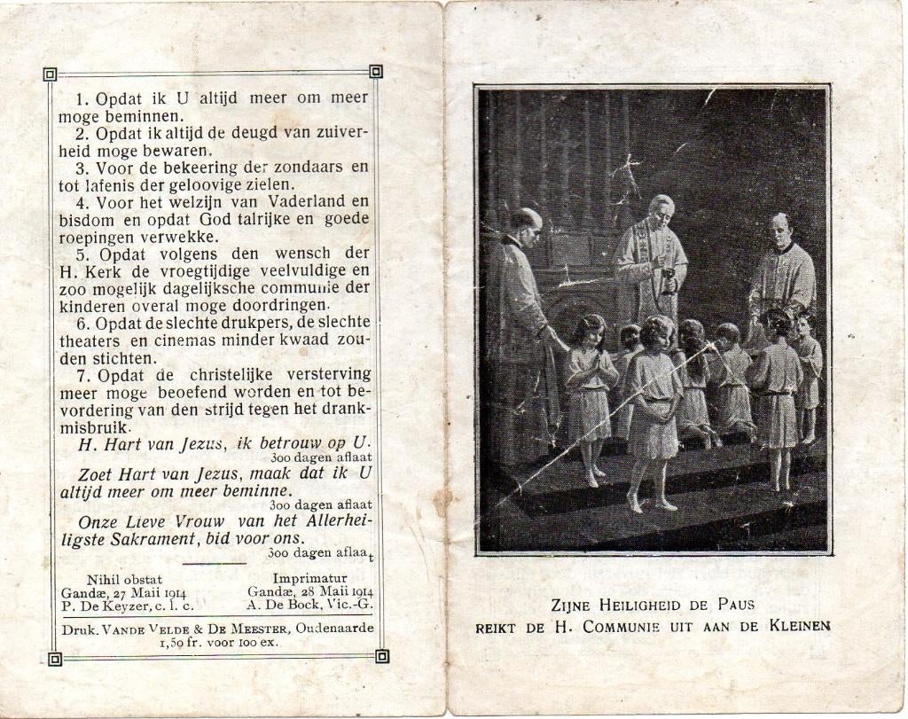 devotieprentje druk Vande Velde & De Meester Oudenaarde, Ophalen of Verzenden, Kaart of Prent, Christendom | Katholiek