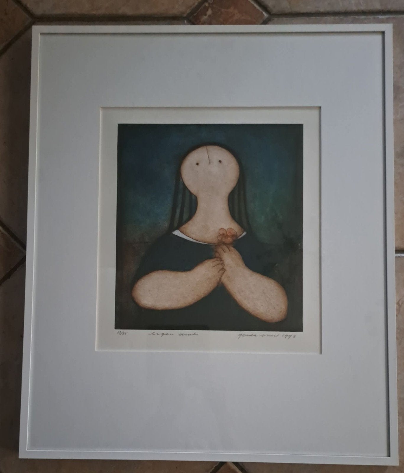 Gerda Smit - Kunstwerk - vrouw met bloem, Ophalen