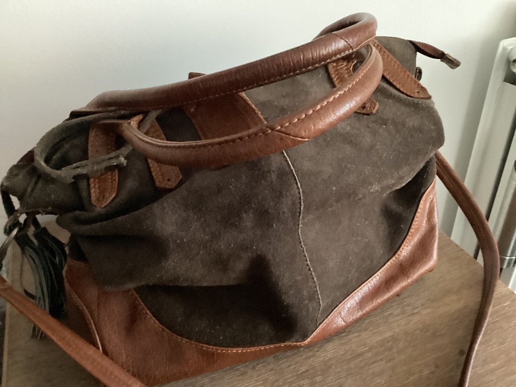 Bruin leder & daim groot, Bijoux, Sacs & Beauté, Enlèvement, Utilisé, Brun, Cuir