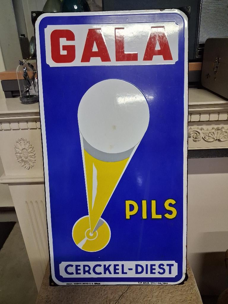 Emaillebord Gala pils, Verzamelen, Ophalen, Gebruikt, Reclamebord