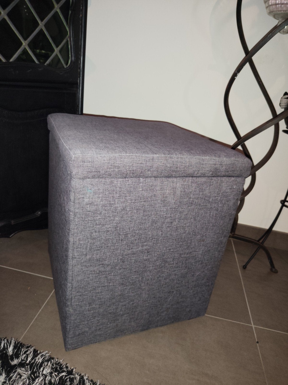 pouf gris avec espace de rangement, Enlèvement ou Envoi