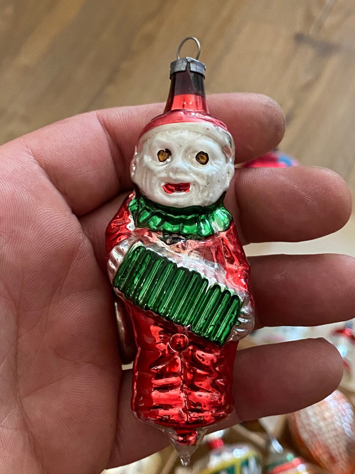 Boule de Noël ancienne, clown accordéon, Enlèvement ou Envoi, Comme neuf