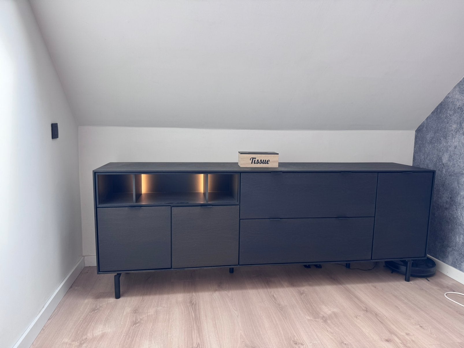 Moderne Zwarte Dressoir met LED, Ophalen, Zo goed als nieuw