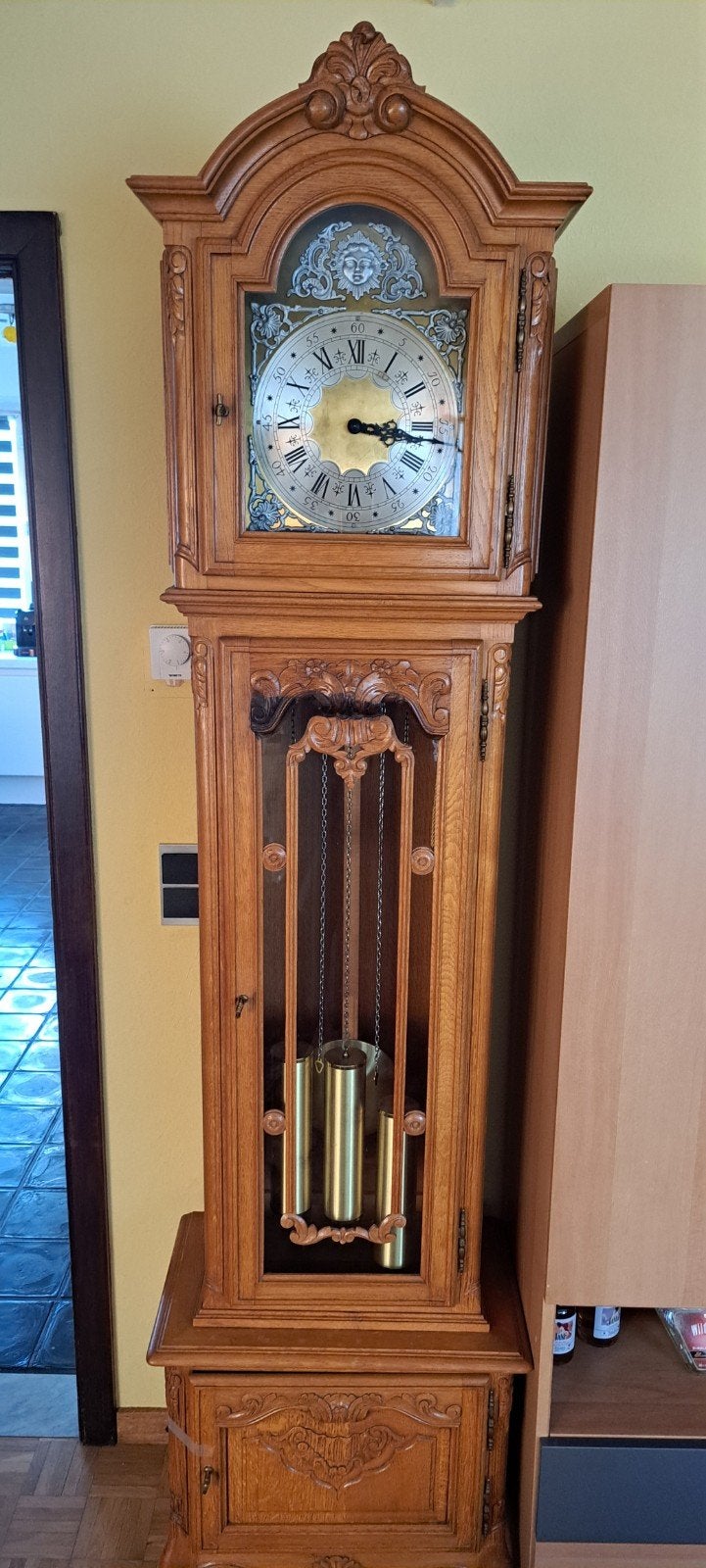 eiken staanklok 50j 80€, Antiquités & Art, Antiquités | Horloges, Enlèvement