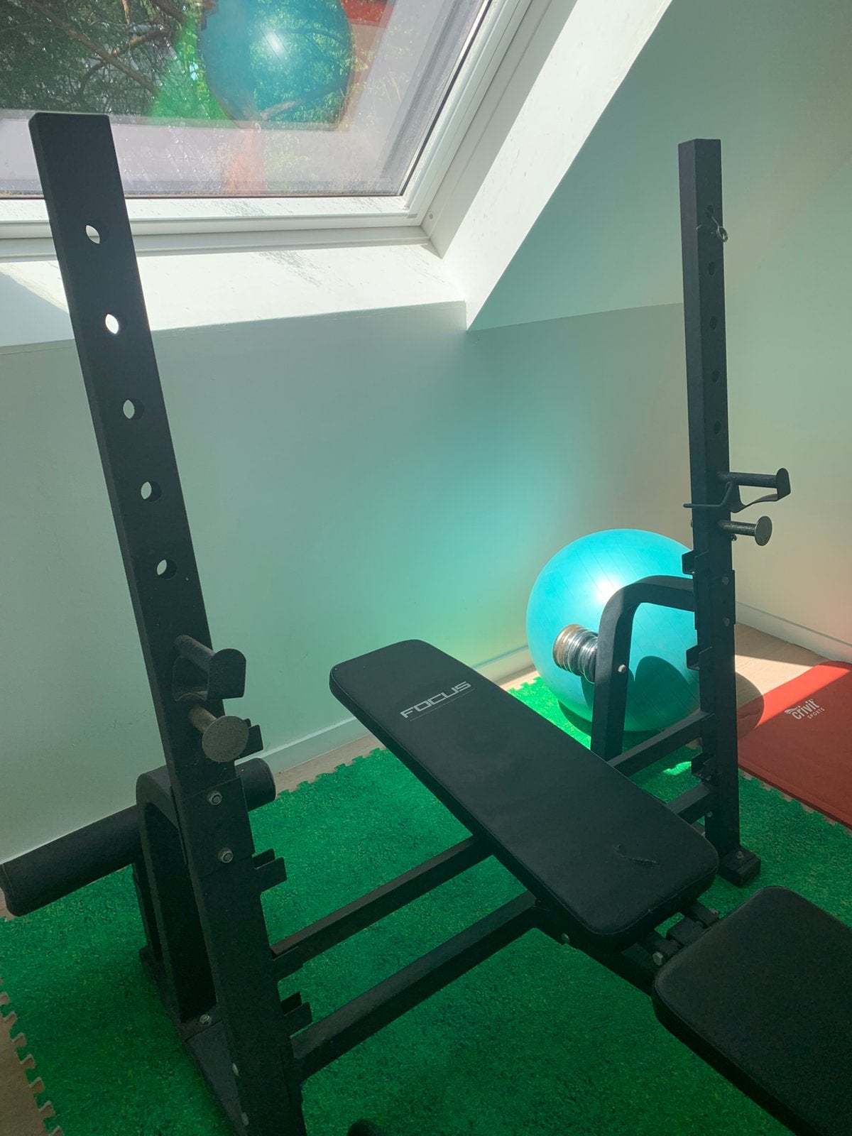 Halterbank met ondermeer lat pull en leg raise, Sport en Fitness, Ophalen, Gebruikt, Armen, Krachtstation