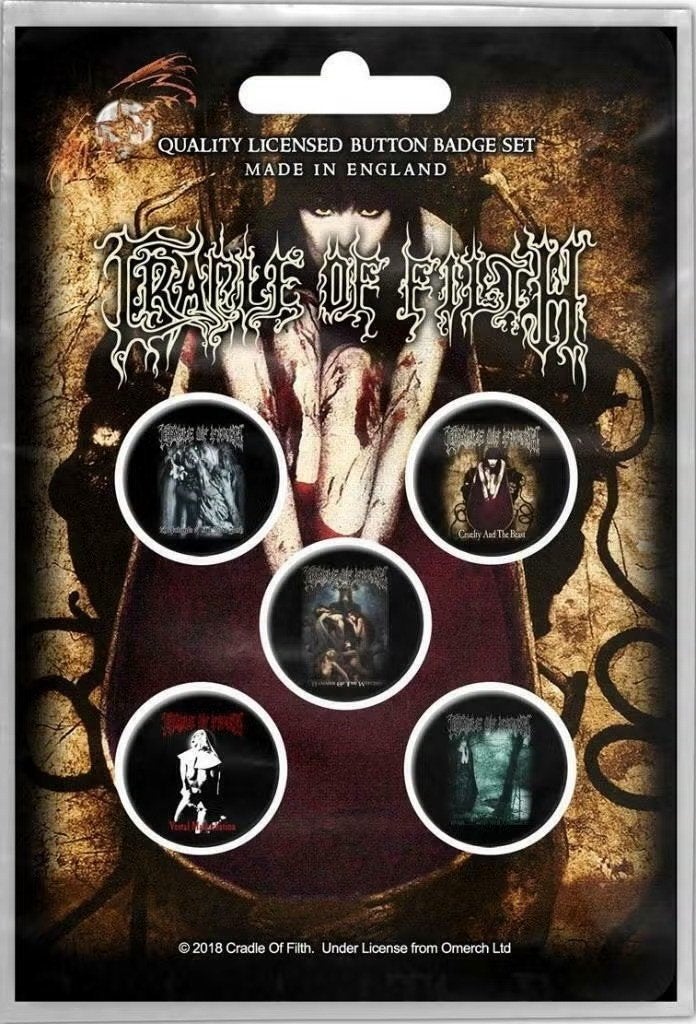 Cradle of Filth Button Albums 5-pack officiële merchandise, Ophalen of Verzenden, Nieuw