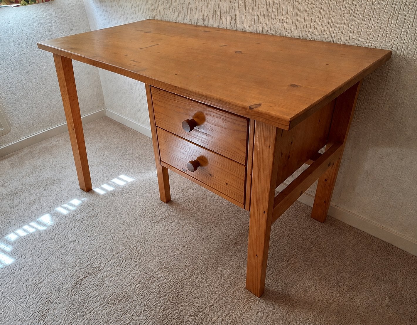 GRATIS afhalen nog 1 week Mooi Massief Grenen Bureau, 160 cm, Gebruikt, 118 cm, Bruin