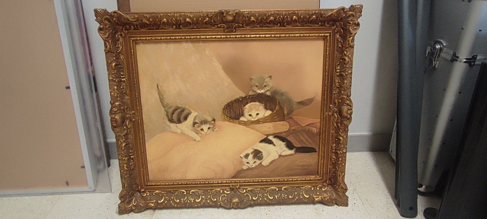 École européenne (XIXe), To - Chats jouant, Antiquités & Art, Art | Peinture | Classique, Enlèvement ou Envoi, Peinture à l'huile