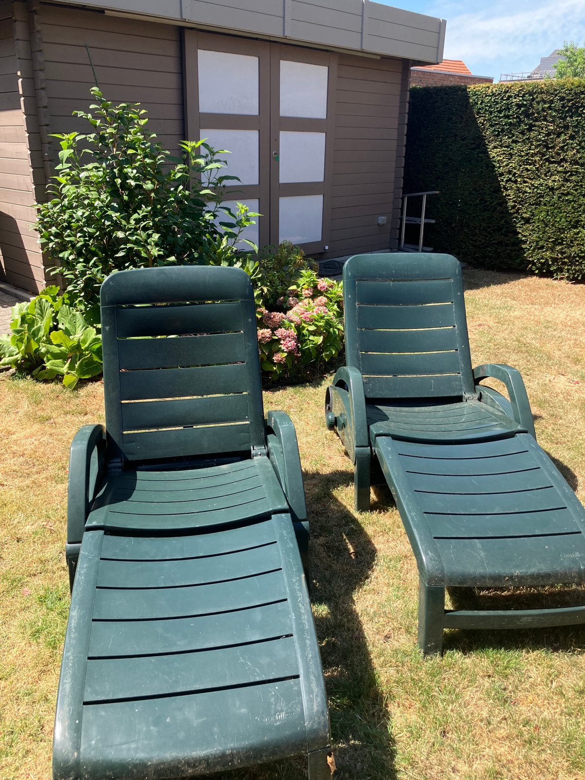 Groene, kunststof ligzetel, Jardin & Terrasse, Chaises longues, Enlèvement, Comme neuf, Synthétique