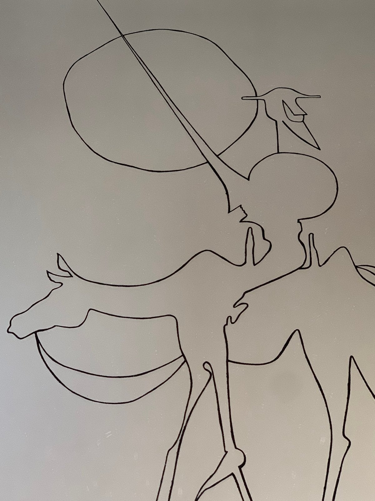 Vintage spiegel ‘70 tekening Don Quichot, Ophalen, Wanddecoratie, Overige materialen