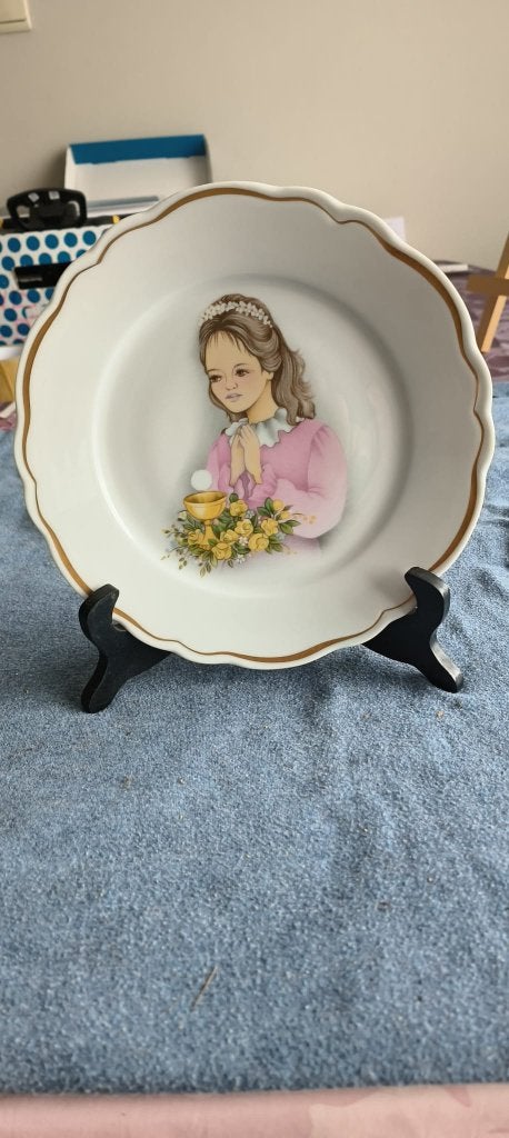Vintage porseleinen Communiebord (Limoges France), Ophalen of Verzenden