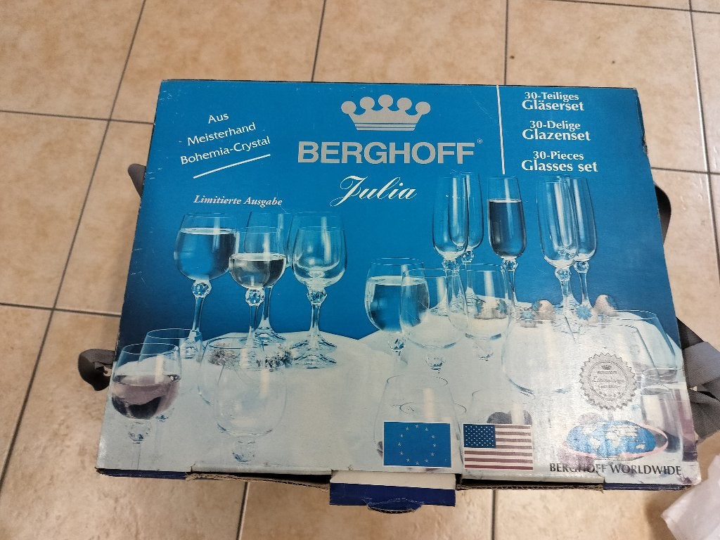 Luxe 30-delige Kristallen Glazenset BergHOFF Julia, Verzamelen, Ophalen of Verzenden, Zo goed als nieuw