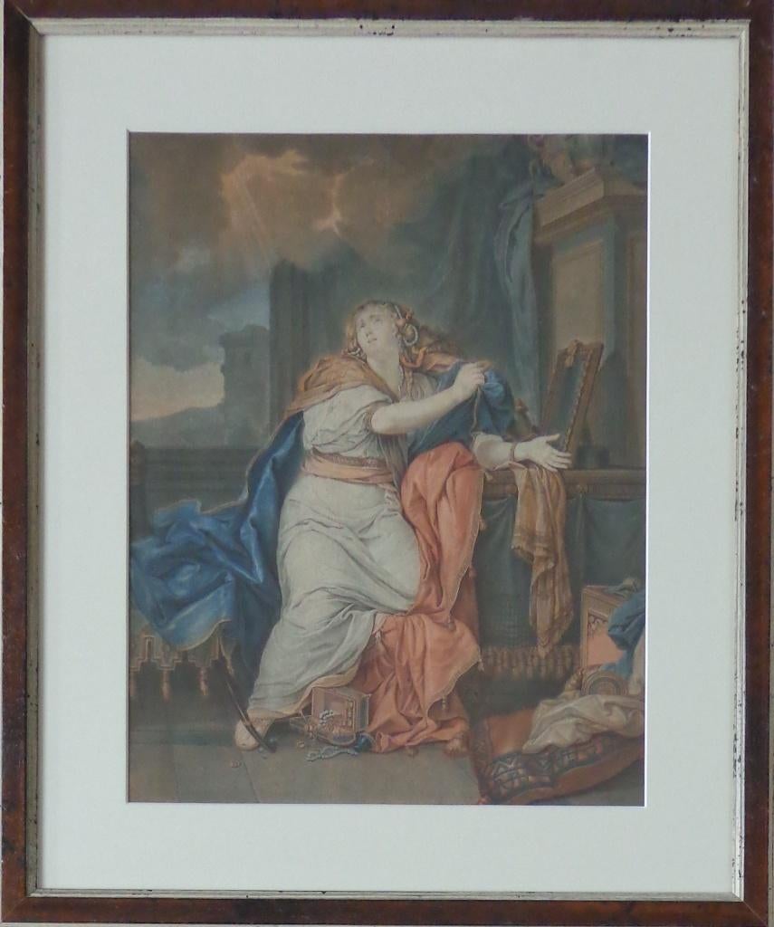 FRANSE SCHOOL / SAINTE-MARIE-MADELEINE GRAVURE 68x57cm KADER, Enlèvement ou Envoi, Mythologie, Gravure, 1800 - 1899