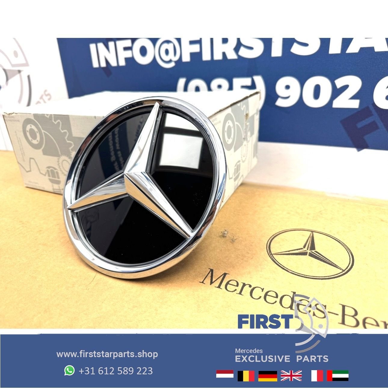 A2438100000 Mercedes STER LOGO VERLICHT GLANS CHROOM W176 W1, Utilisé, -, -, Enlèvement ou Envoi