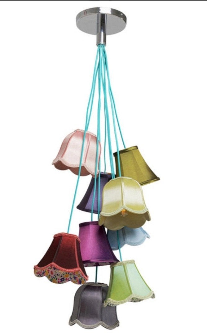 hanglamp met 9 fittingen, Ophalen, Nieuw, Boho, granny stijl, eclectisch, Pipi Langkous, E14 (klein)