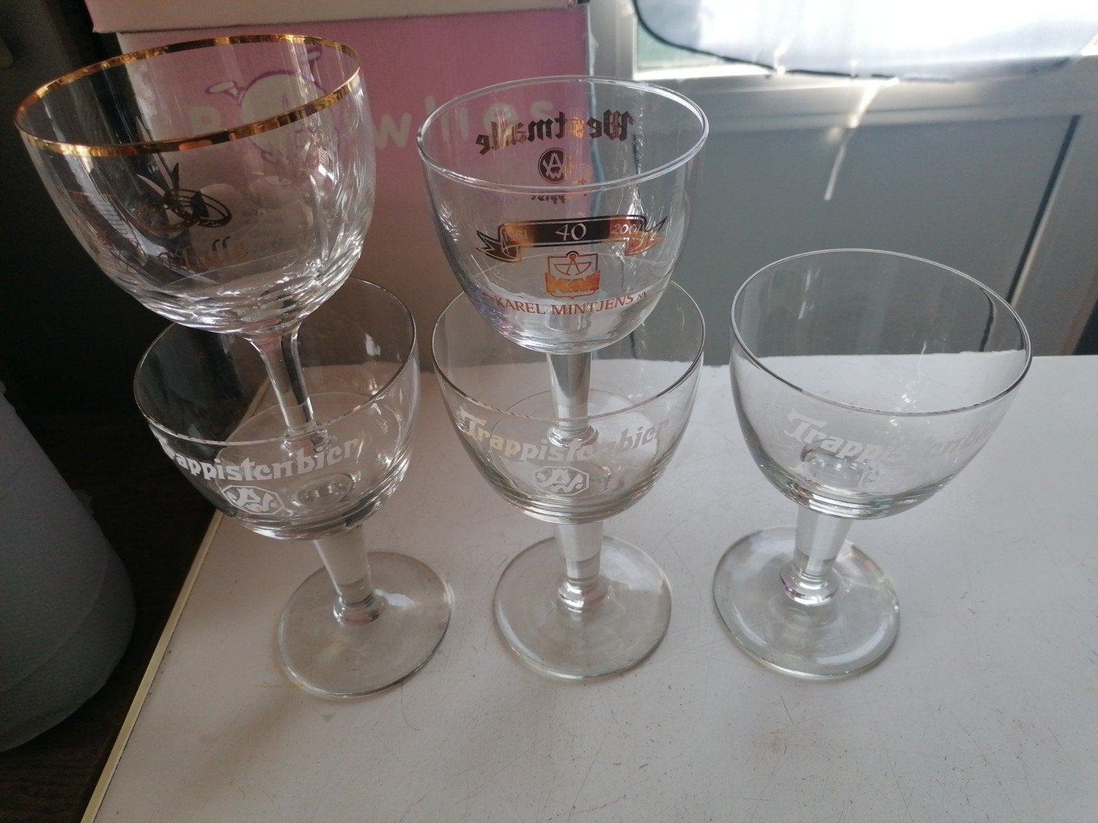 5 oude trappist Westmalle glazen, Verzamelen, Ophalen of Verzenden