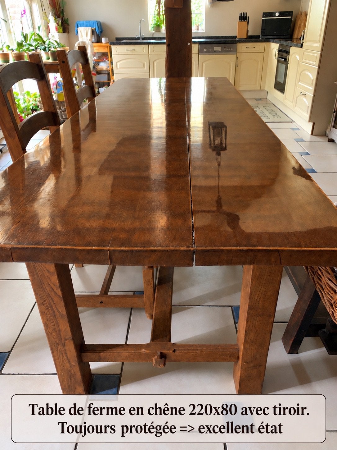 Table de ferme en chêne, Maison & Meubles, Enlèvement, Utilisé