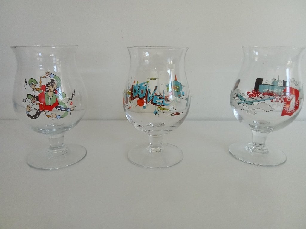3 Duvel Glazen 5/12 euro (Nina V, Yan S, Lost Frequencies), Verzamelen, Biermerken, Ophalen, Zo goed als nieuw, Glas of Glazen