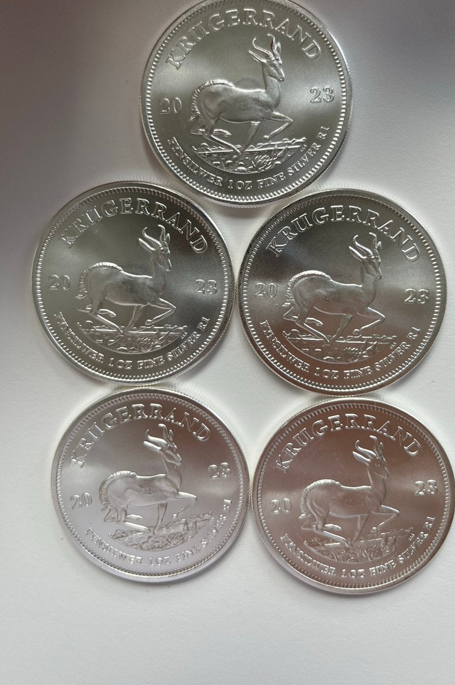 5 zilveren munten 1oz Krugerrand 2023, Ophalen of Verzenden, Zilver