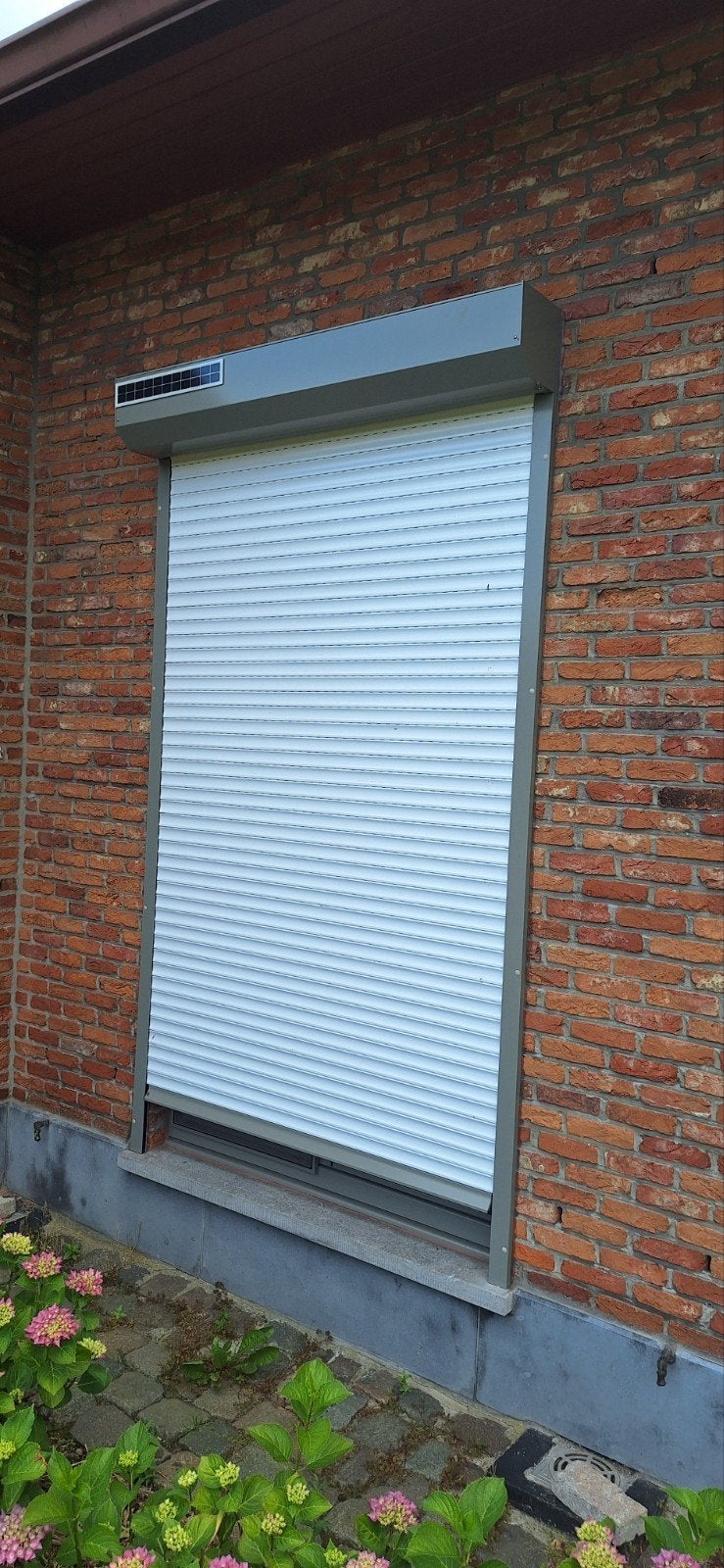 Rolluik op zonne-energie b1424xh2505, Ophalen, 100 tot 150 cm, 200 cm of meer, Wit