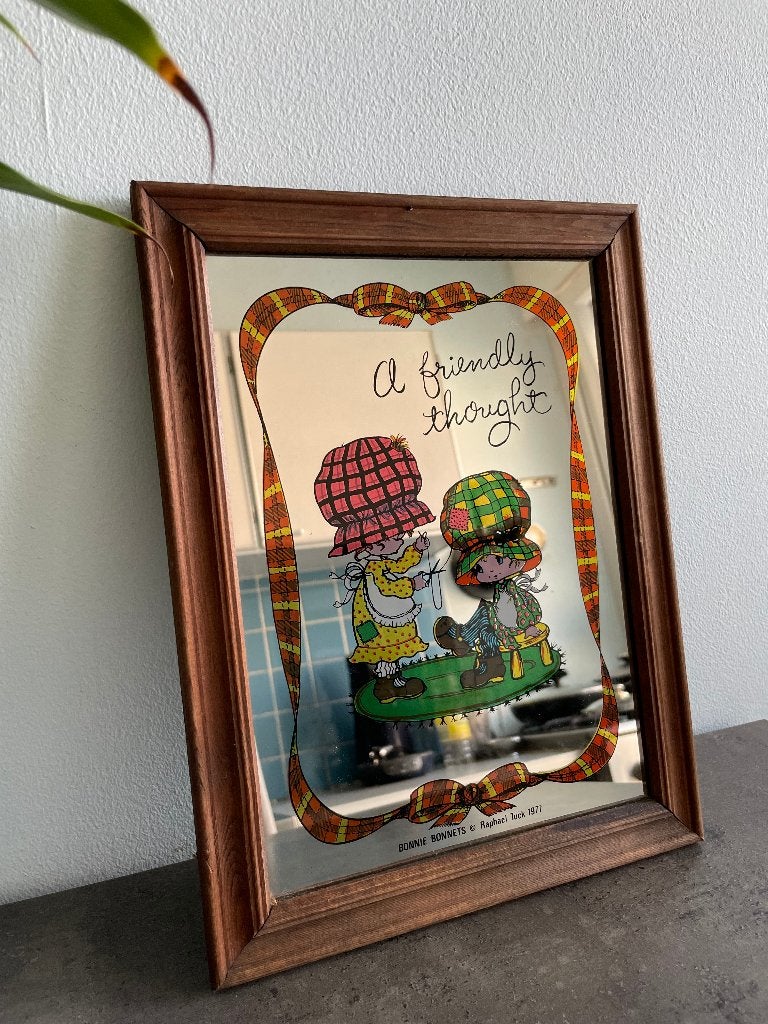 Miroir photo vintage « A Friendly Thought », Antiquités & Art, Enlèvement