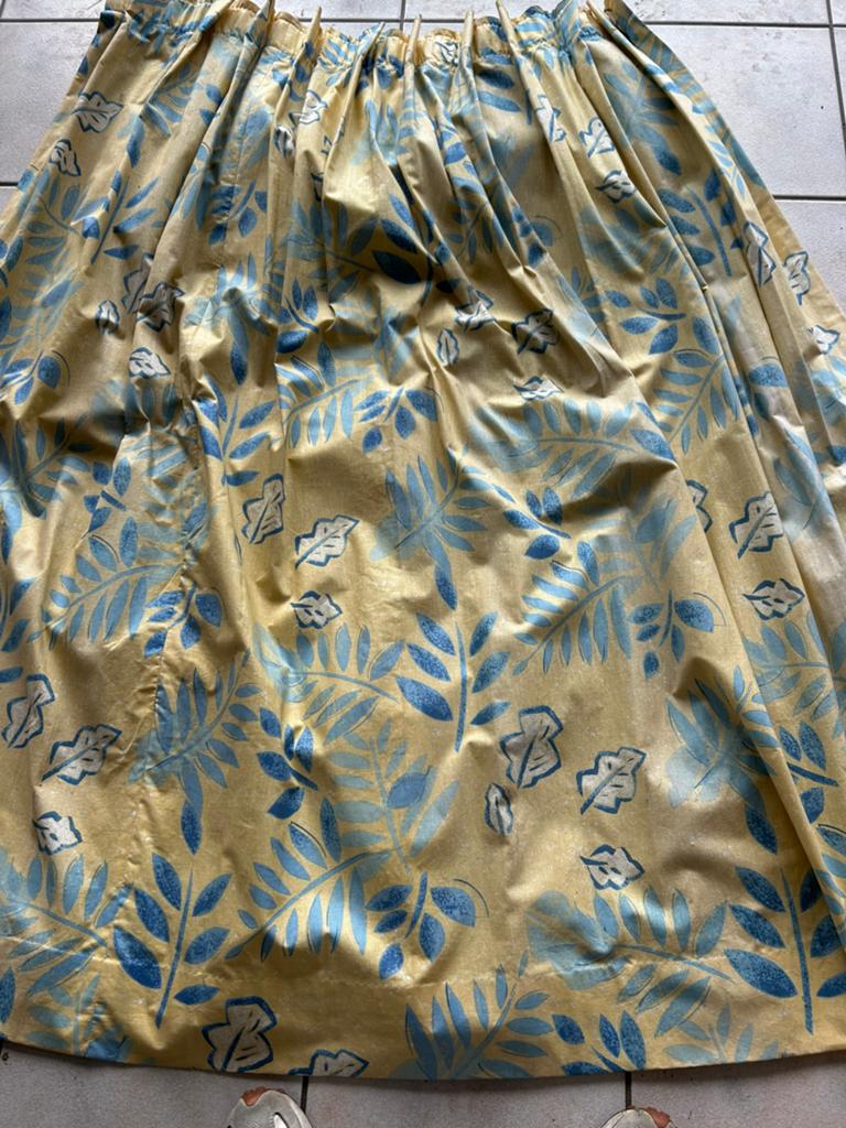 Tentures plus barre en hetre, Maison & Meubles, Vintage, Jaune, Utilisé, Enlèvement