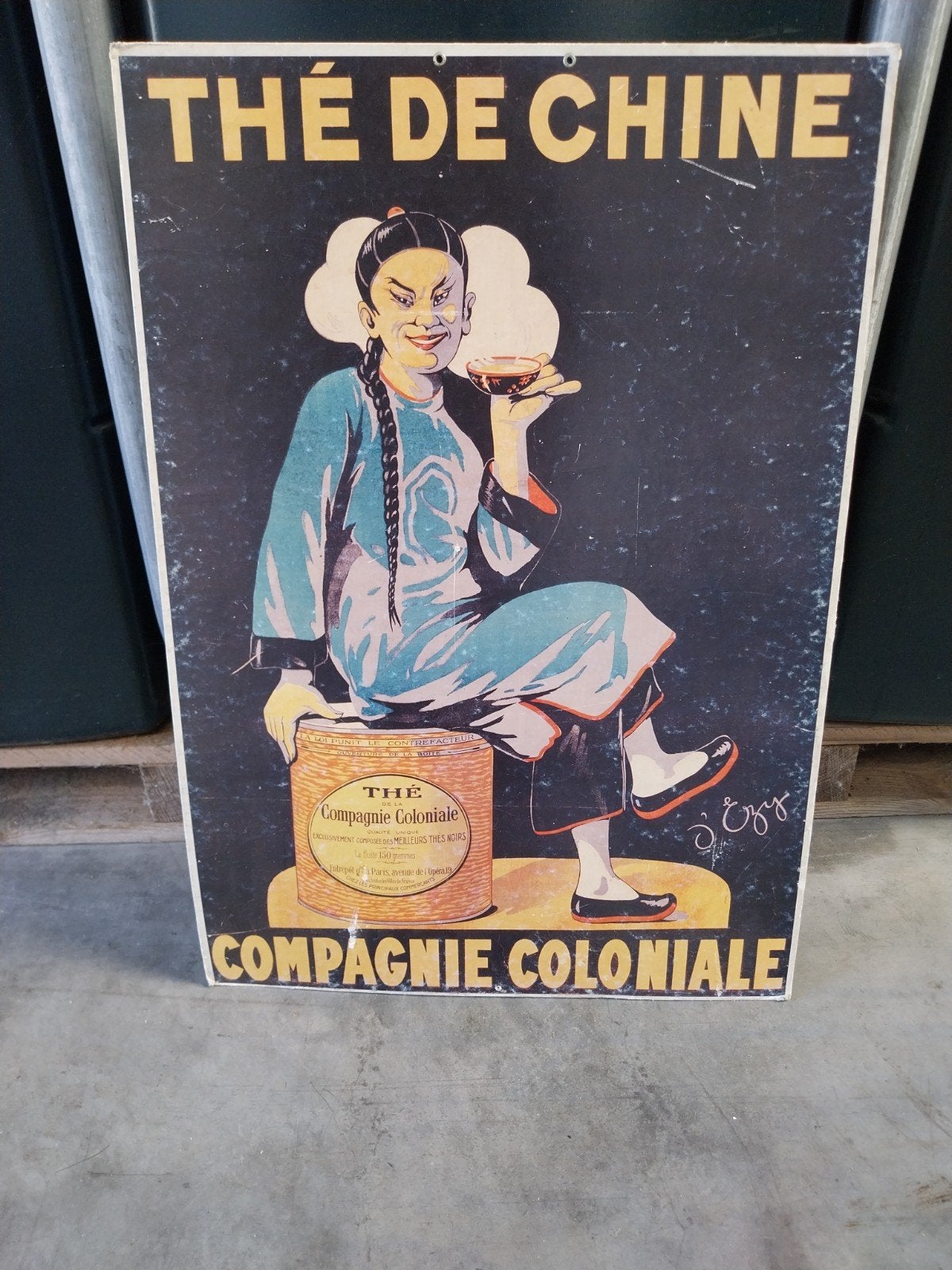 Vintage Look Reclamebord 'Thé de Chine', Ophalen, Reclamebord