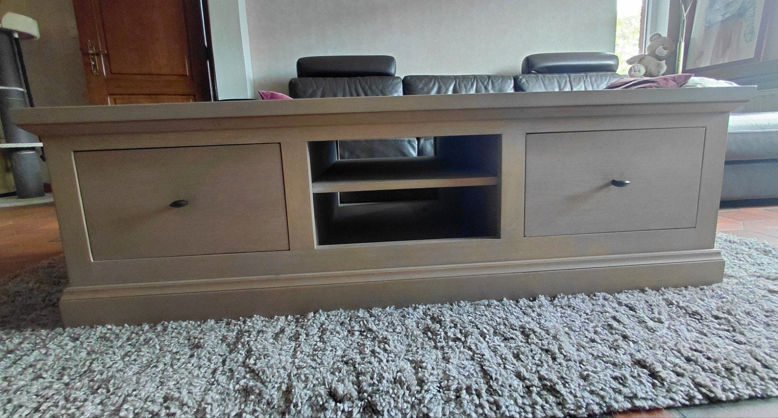 volhouten salontafel, Ophalen, 100 tot 150 cm, Eikenhout, 50 tot 100 cm