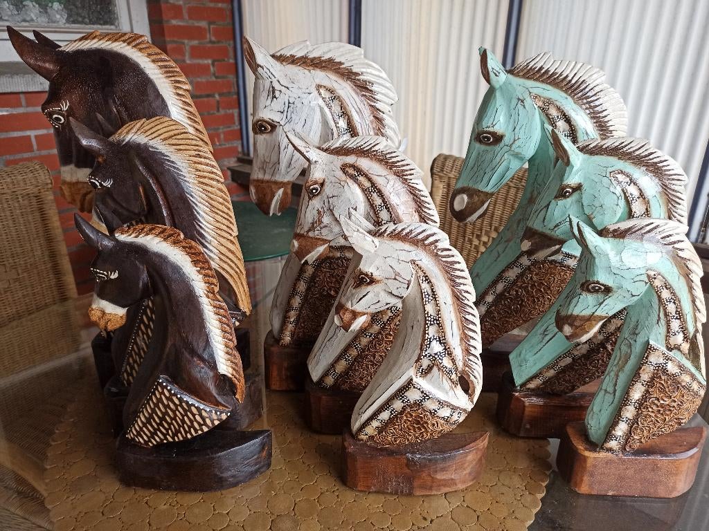 paardenhoofd in hout, Tuin en Terras, Tuinbeelden, Ophalen, Nieuw, Hout, Dierenbeeld