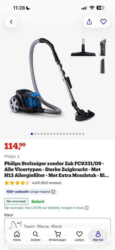 Stofzuiger te koop, Enlèvement ou Envoi, Comme neuf