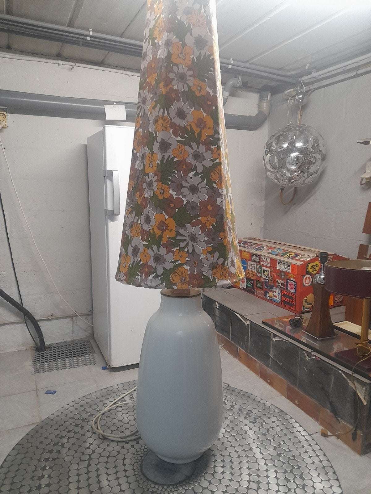 lampe en acier avec abat-jour en tissu, Antiquités & Art, Enlèvement, Lampe