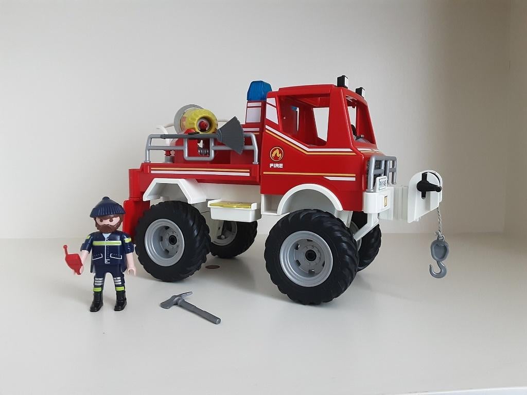 Playmobil brandweertruck - compleet, Ophalen of Verzenden, Zo goed als nieuw, Complete set