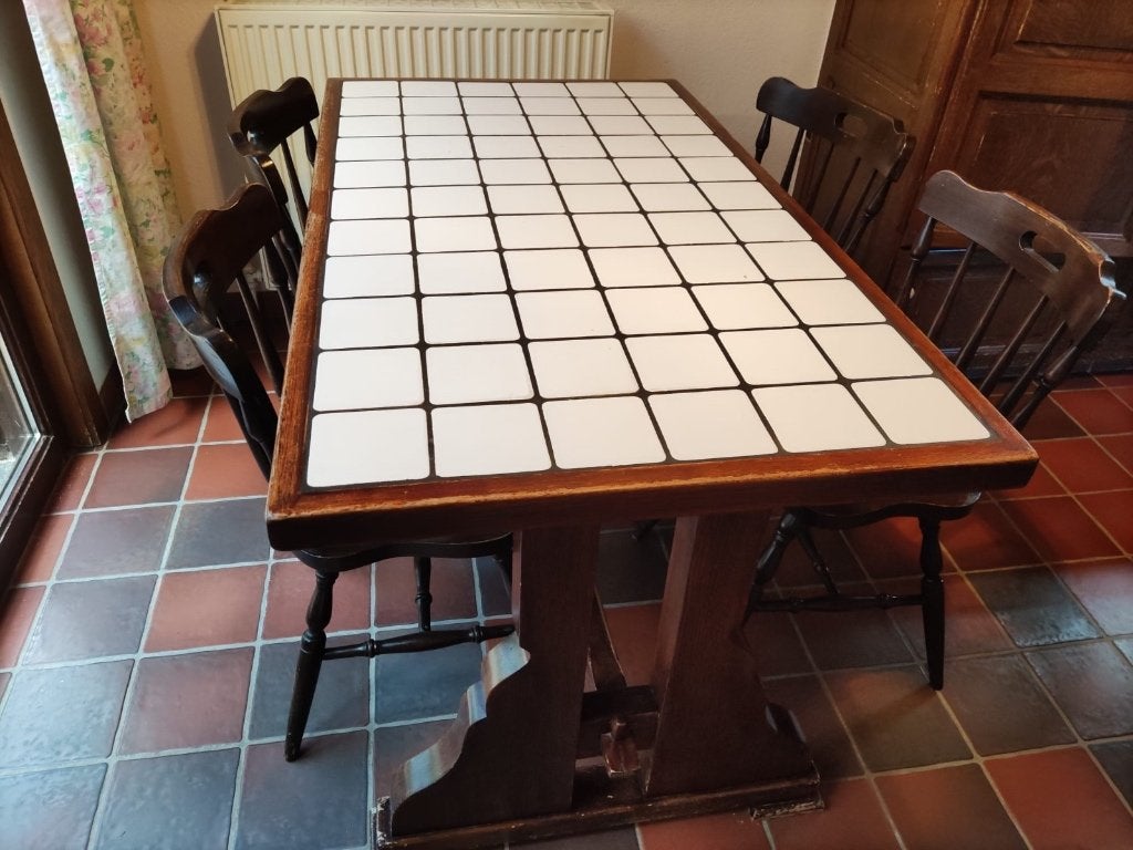 gratis tafel+stoelen op te halen in Heist-op-den-berg, Huis en Inrichting, Ophalen, Gebruikt, Vier personen, Rechthoekig