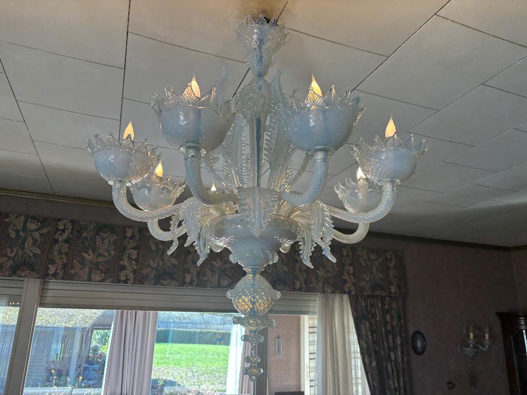 vintage Italiaanse kroonluchter van Murano-glas, Huis en Inrichting, Lampen | Kroonluchters, Zo goed als nieuw, Glas, Ophalen
