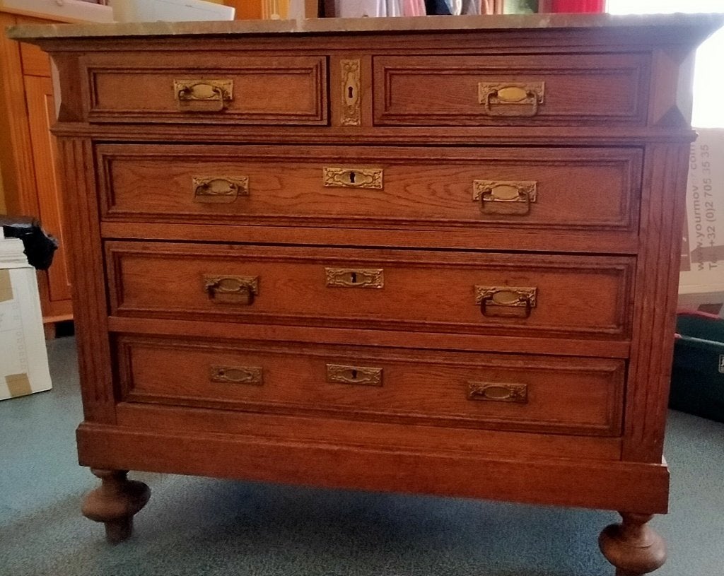 Commode classique en bois avec dessus en pierre/marbre, Enlèvement
