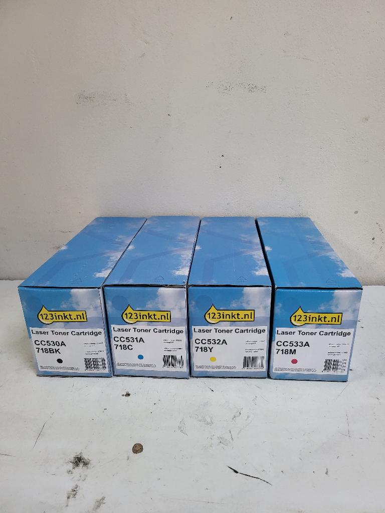 Canon 718BK, 718C, 718M, 718Y zwart + 3 kleuren (123inkt), Ophalen of Verzenden, Nieuw, Toner, 1 2 3 inkt