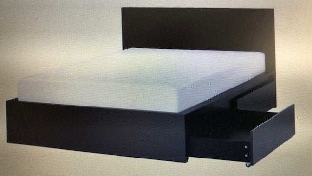 GRIJS ikeabed van 160 x 200cm met schuiven: 75 euro, Huis en Inrichting, Slaapkamer | Bedden, Zo goed als nieuw, Tweepersoons