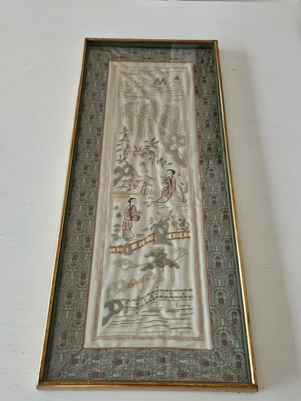 Peinture sur soie chinoise vintage,, Antiquités & Art, Enlèvement ou Envoi
