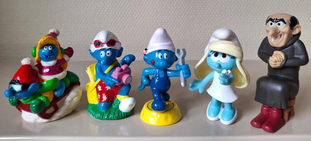 5 smurfen popjes (1996/1997/2024), Verzamelen, Ophalen of Verzenden, Zo goed als nieuw, Knutselsmurf